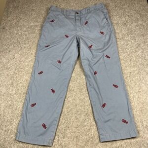 Brooks Brothers Pants 38X30 Blue Lobster Embroidered Chinos Beach Nautical READ